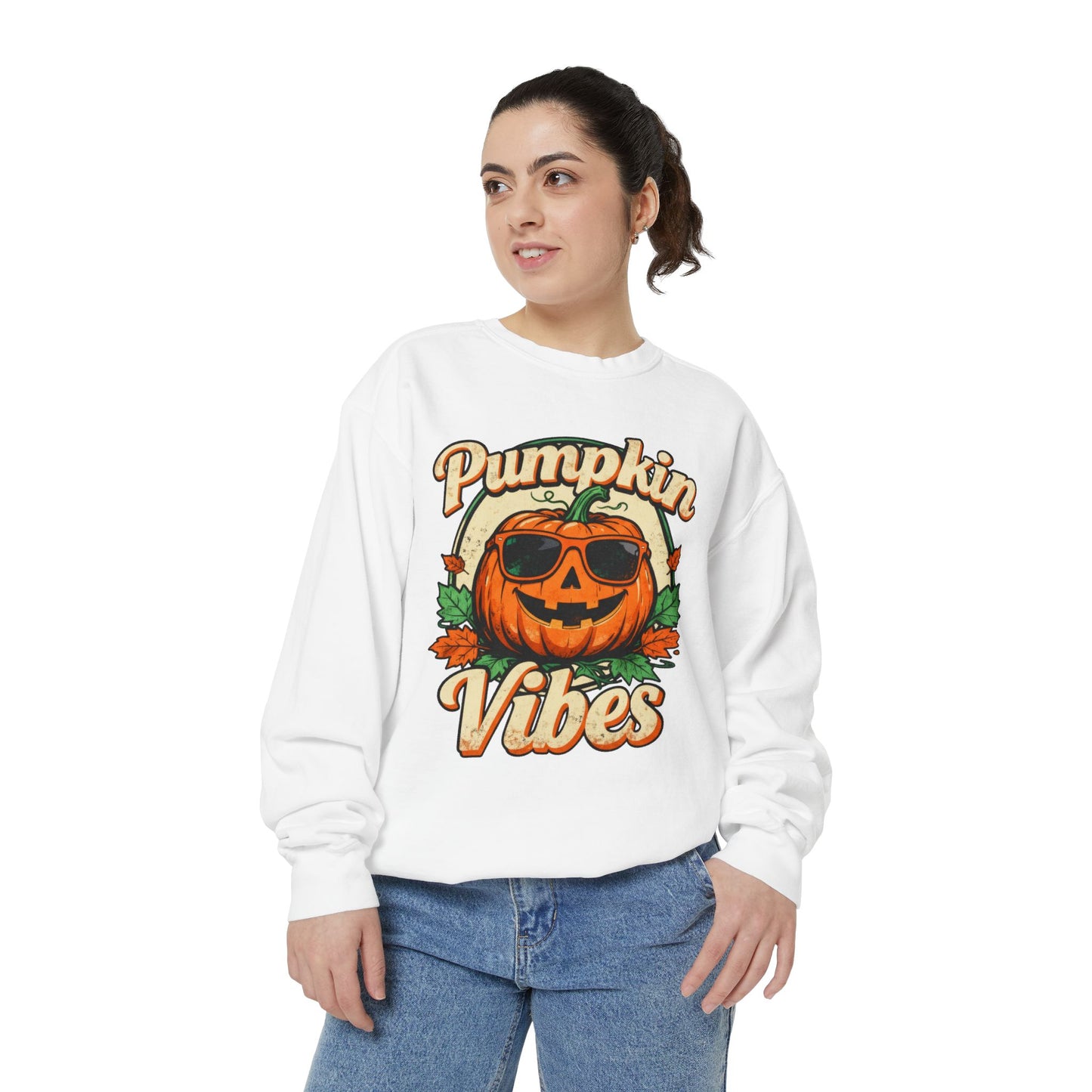 Pumpkin Vibes Unisex Sweatshirt - Cozy Autumn Apparel, Halloween Gift, Fall Fashion, Pumpkin Lover's Gear, Seasonal Style