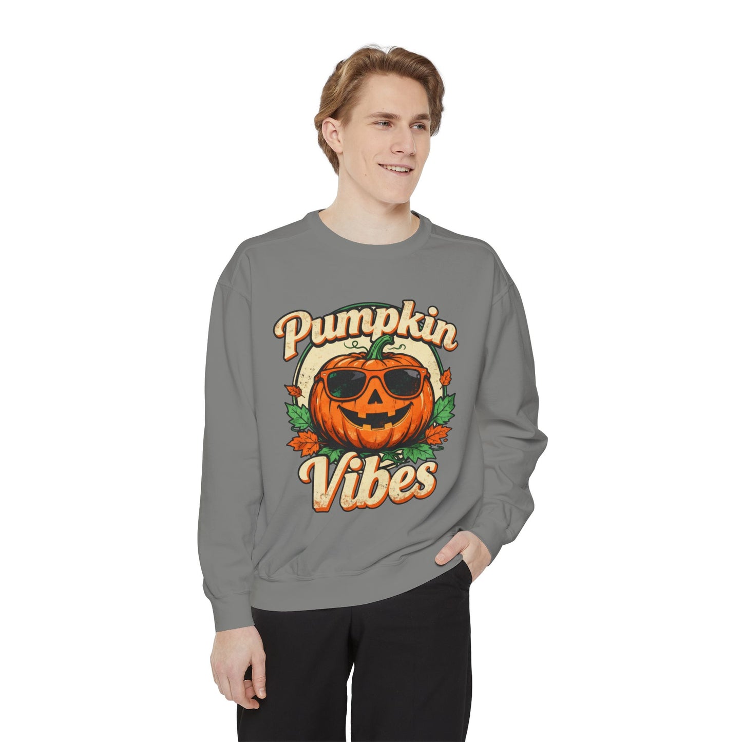 Pumpkin Vibes Unisex Sweatshirt - Cozy Autumn Apparel, Halloween Gift, Fall Fashion, Pumpkin Lover's Gear, Seasonal Style