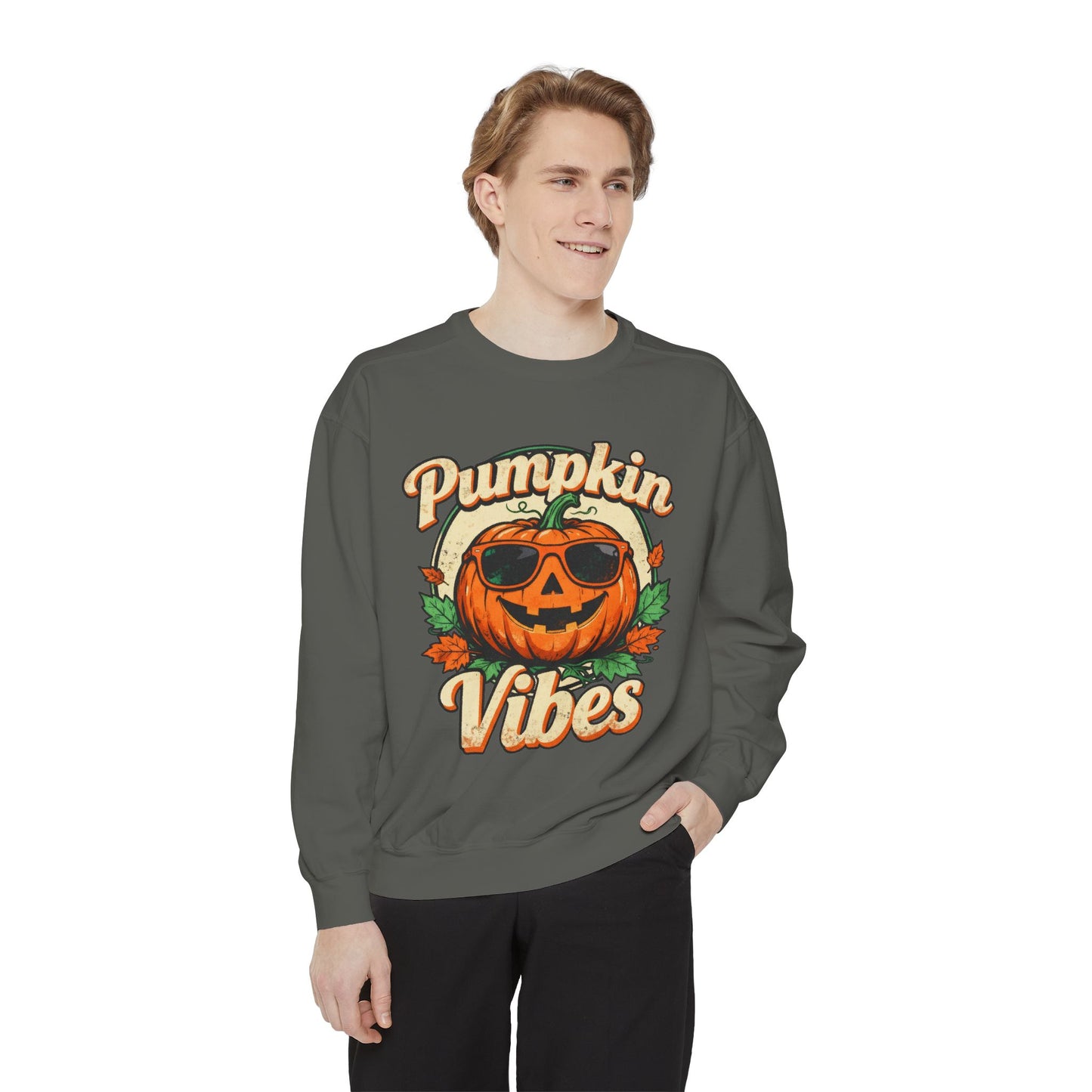 Pumpkin Vibes Unisex Sweatshirt - Cozy Autumn Apparel, Halloween Gift, Fall Fashion, Pumpkin Lover's Gear, Seasonal Style