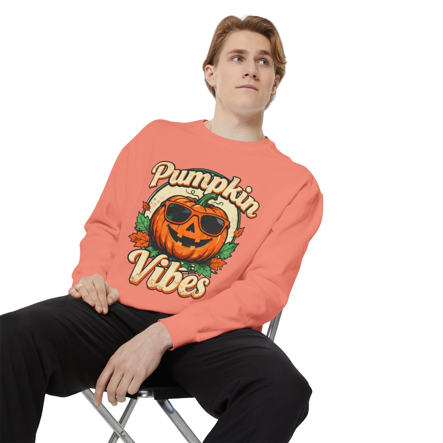 Pumpkin Vibes Unisex Sweatshirt - Cozy Autumn Apparel, Halloween Gift, Fall Fashion, Pumpkin Lover's Gear, Seasonal Style