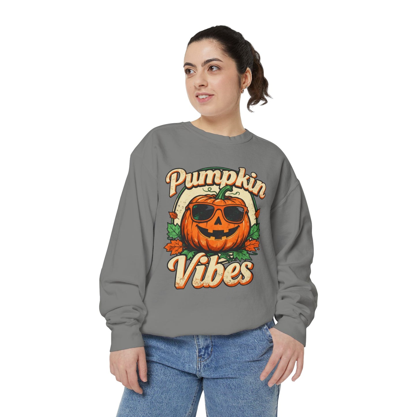Pumpkin Vibes Unisex Sweatshirt - Cozy Autumn Apparel, Halloween Gift, Fall Fashion, Pumpkin Lover's Gear, Seasonal Style