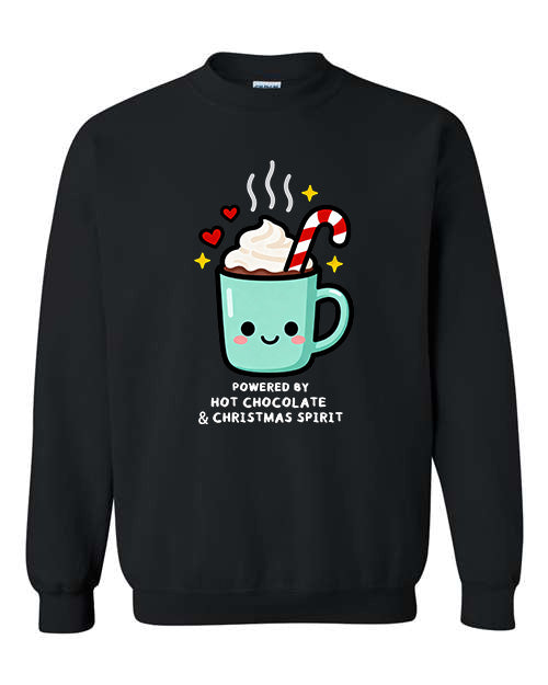Powered By Hot Chocolate And Christmas Spirit Christmas Sweatshirt