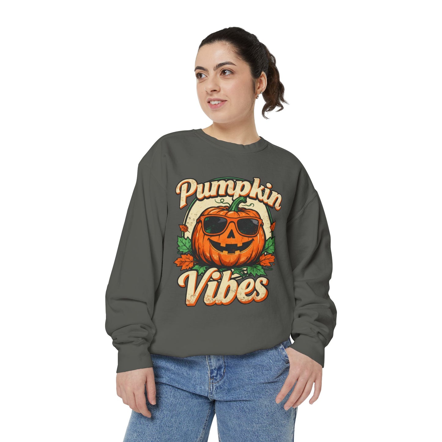 Pumpkin Vibes Unisex Sweatshirt - Cozy Autumn Apparel, Halloween Gift, Fall Fashion, Pumpkin Lover's Gear, Seasonal Style