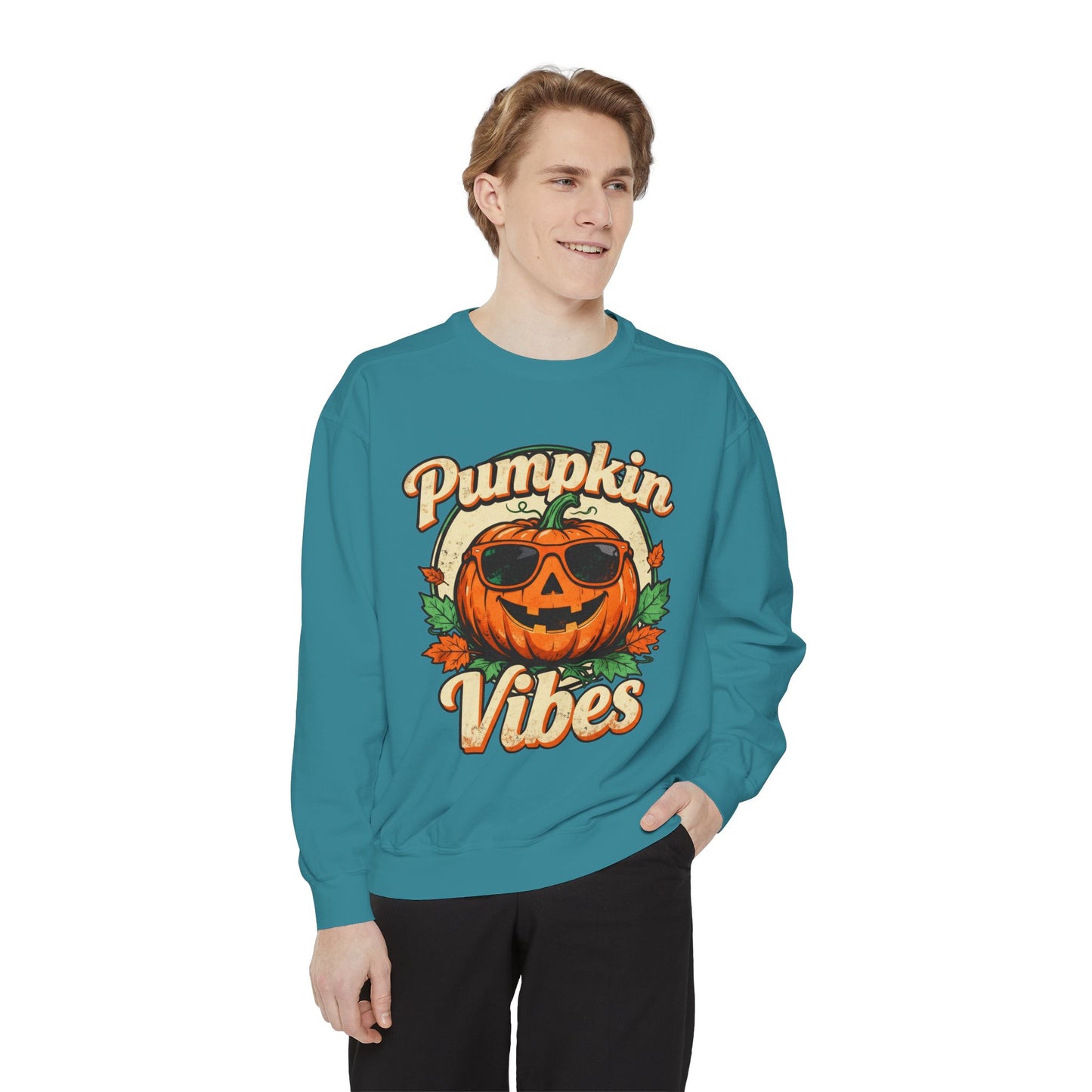 Pumpkin Vibes Unisex Sweatshirt - Cozy Autumn Apparel, Halloween Gift, Fall Fashion, Pumpkin Lover's Gear, Seasonal Style