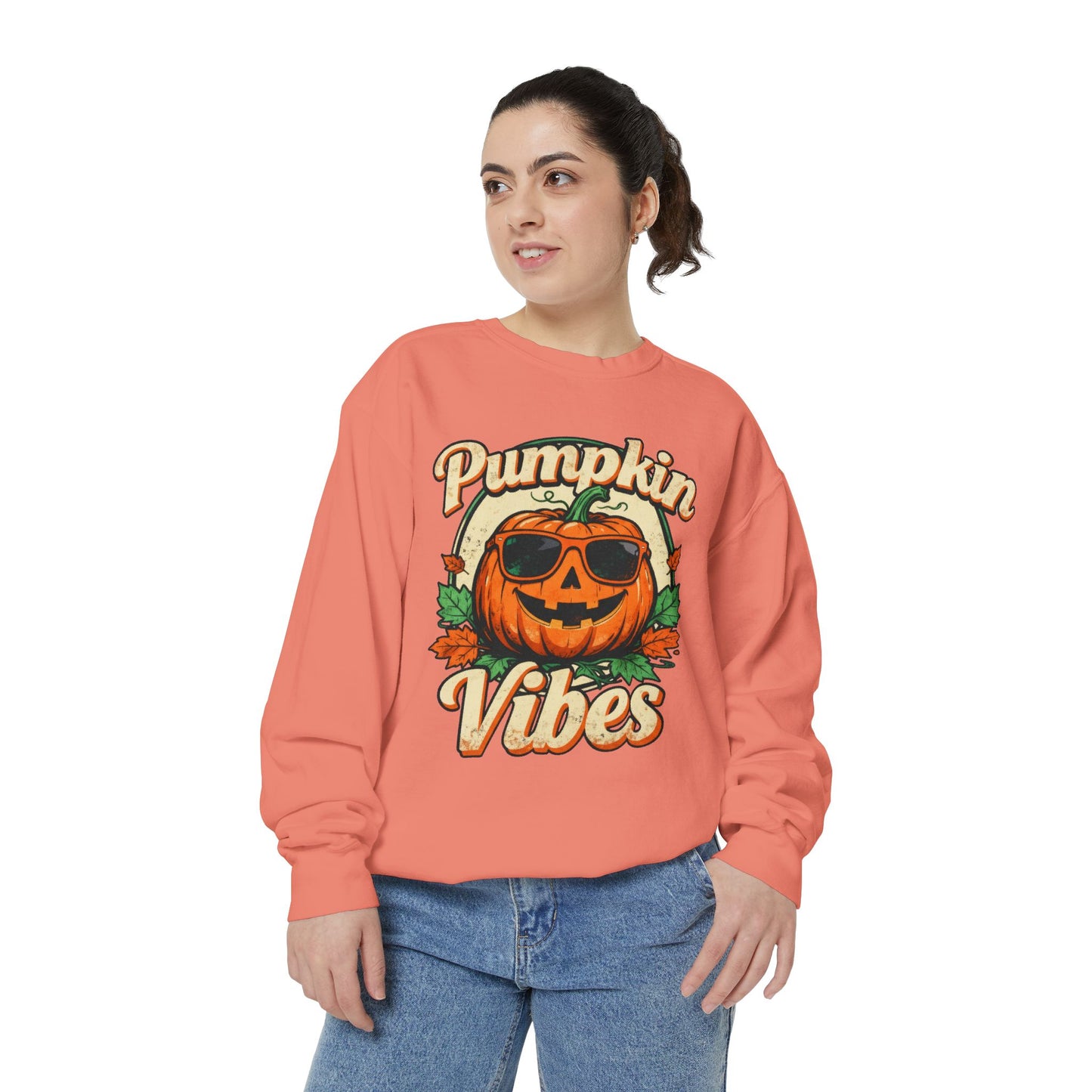 Pumpkin Vibes Unisex Sweatshirt - Cozy Autumn Apparel, Halloween Gift, Fall Fashion, Pumpkin Lover's Gear, Seasonal Style