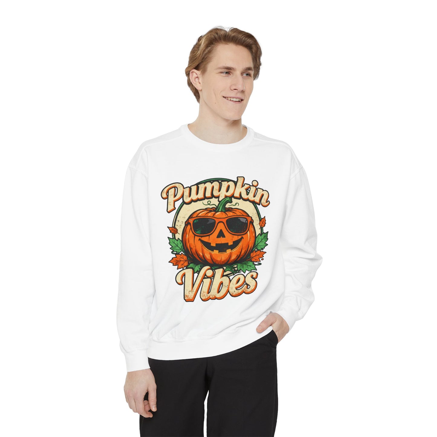 Pumpkin Vibes Unisex Sweatshirt - Cozy Autumn Apparel, Halloween Gift, Fall Fashion, Pumpkin Lover's Gear, Seasonal Style