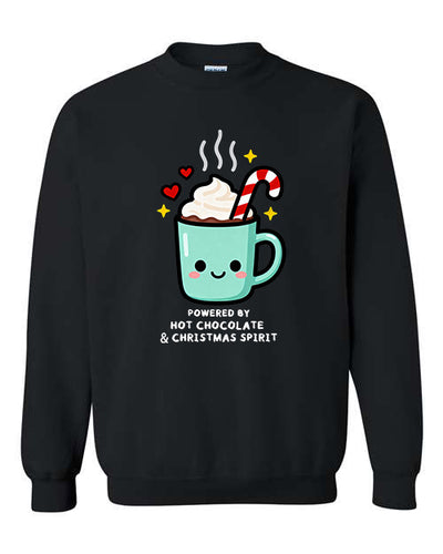 Powered By Hot Chocolate And Christmas Spirit Christmas Sweatshirt
